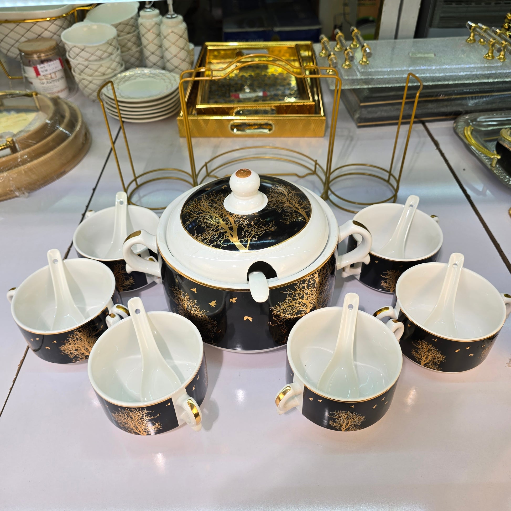 soup set
soup
crockery
crockery set 
ceramic
kitchen utensils
kitchen items
ceramic soup set
dinnerware sets
kitchenware
black soup set
crockery shop near me